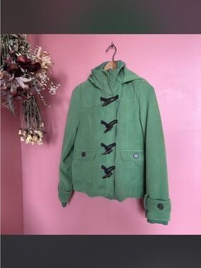 Boy Meets Girl Green Hooded Toggle Coat